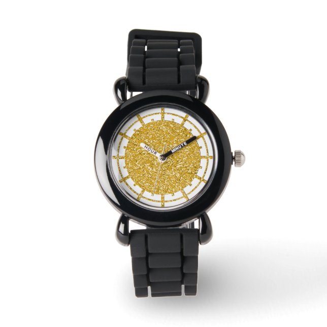 PURE GOLD Spritzer Pattern + Ihr Bild Armbanduhr (Vorderseite)