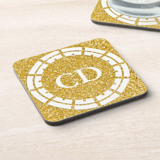 PURE GOLD Spritzer Pattern + Ihr Bild Getränkeuntersetzer (Linke Seite)
