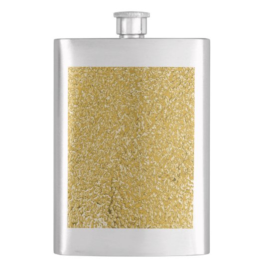 PURE GOLD Spritzer Pattern + Ihr Text / Foto Flachmann (Vorderseite)