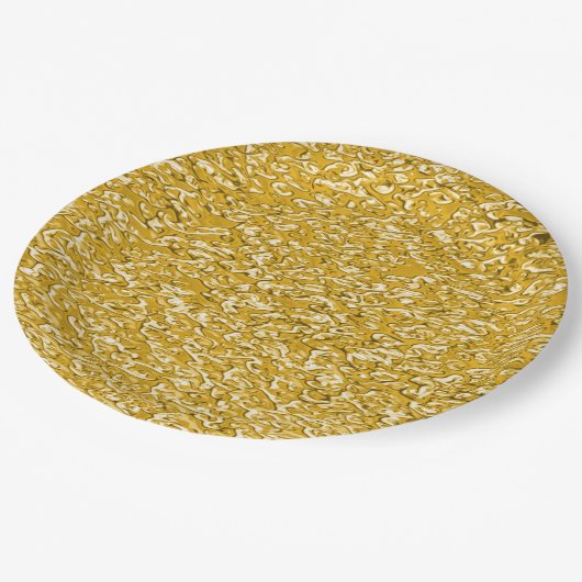 PURE GOLD Spritzer Pattern + Ihr Text / Foto Pappteller (Schrägansicht)