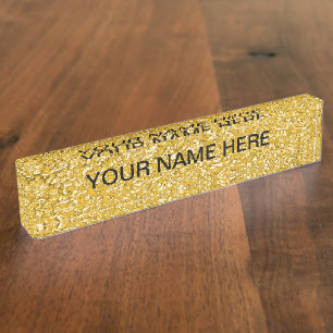 PURE GOLD Spritzer Pattern + Text Namensplakette
