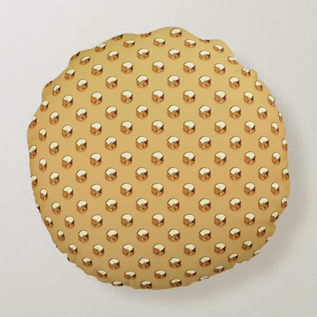 PURE GOLDEN PEARLS Muster + Ihr Text / Foto Rundes Kissen (Rückseite)