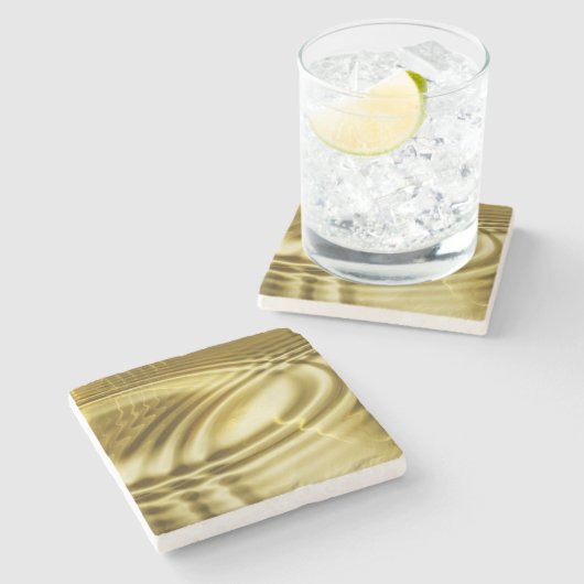 PURE GOLDEN WAVS soft Pattern + Ihr Text / Foto Steinuntersetzer (Seitenansicht)