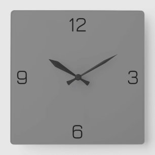 Pure Gray 808080 Color - Option zum Hinzufügen von Quadratische Wanduhr
