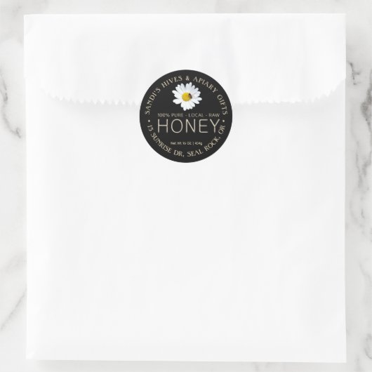PURE LOCAL RAW HONEY-Label mit Bienen & Bienen Runder Aufkleber (Tasche)
