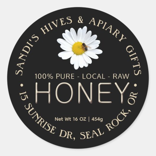 PURE LOCAL RAW HONEY-Label mit Bienen & Bienen Runder Aufkleber (Vorderseite)