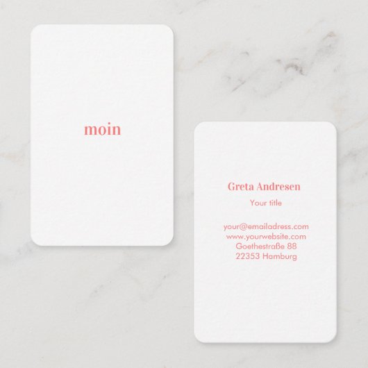Pure Moin/Hello Visitenkarte (Vorne/Hinten)