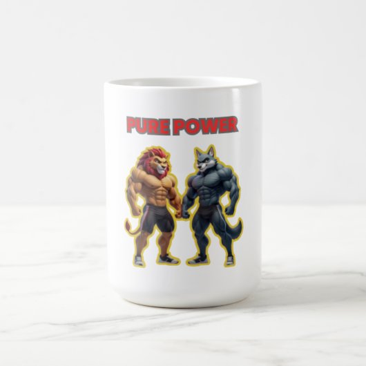Pure Power – Strong Animal Muscle Cartoon Design Kaffeetasse (Mittel)