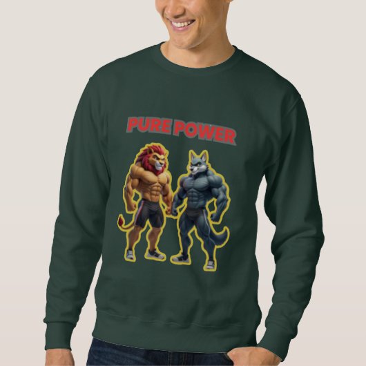 Pure Power – Strong Animal Muscle Cartoon Design Sweatshirt (Vorderseite)