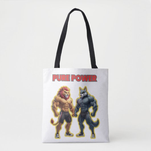 Pure Power – Strong Animal Muscle Cartoon Design Tasche (Vorderseite)