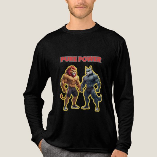 Pure Power – Strong Animal Muscle Cartoon Design Tri-Blend Shirt (Vorderseite)