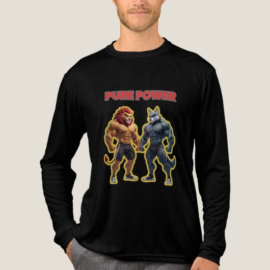Pure Power – Strong Animal Muscle Cartoon Design Tri-Blend Shirt (Vorderseite)