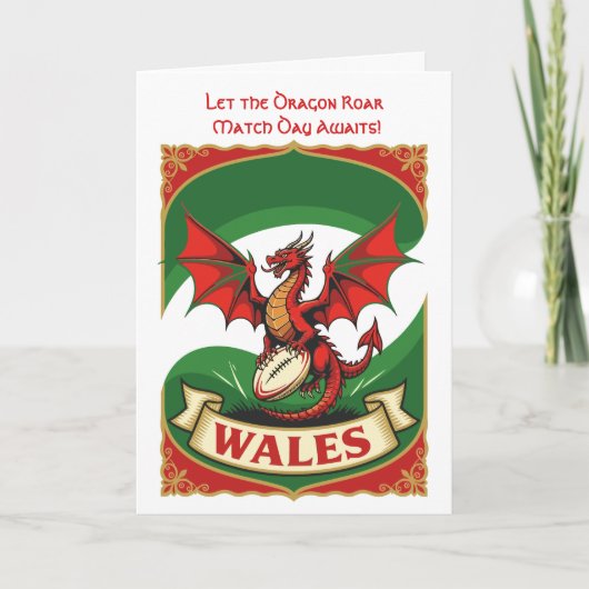 Pure Rugby Spirit Red Dragon Motif Karte (Vorderseite)