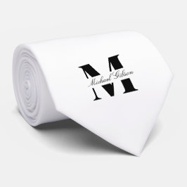 Pure White | Custom Monogram Wedding Groomsmen Krawatte