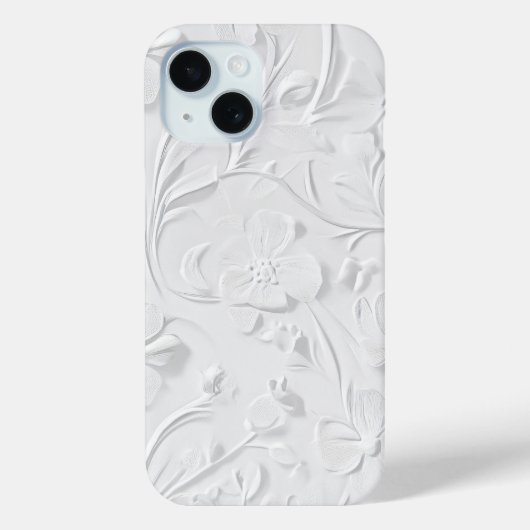 Pure White Embossed Floral iPhone Case (Rückseite)