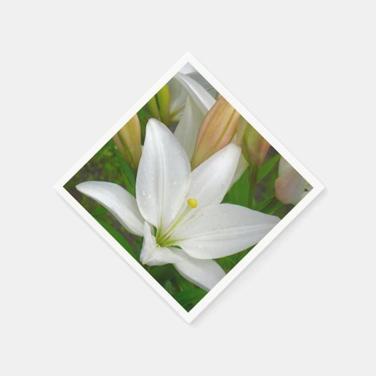 Pure White Lily Napkin Serviette (Ecke)