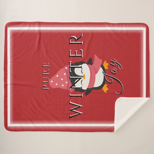 Pure Winter Joy mit Penguin Sherpa Blanket Sherpadecke (Vorderseite (Horizontal))