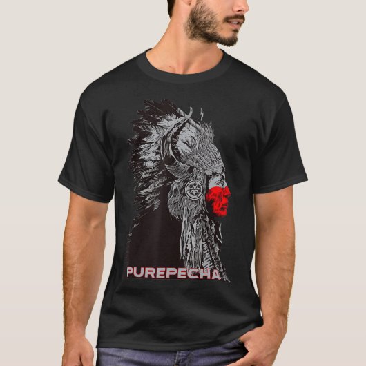 Purepecha Indischer Proud Chief Vintag Respe T-Shirt (Vorderseite)
