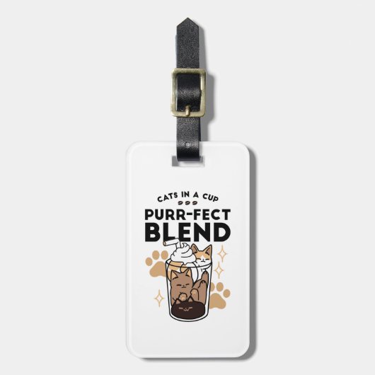 Purer Blend: Cat and Coffee Art for Pet Lovers Gepäckanhänger (Vorderseite vertikal)