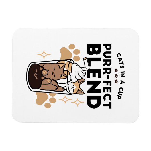 Purer Blend: Cat and Coffee Art for Pet Lovers Magnet (Horizontal)
