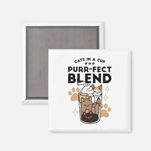Purer Blend: Cat and Coffee Art for Pet Lovers Magnet (Vorderseite/Rückseite)