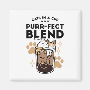 Purer Blend: Cat and Coffee Art for Pet Lovers Magnet