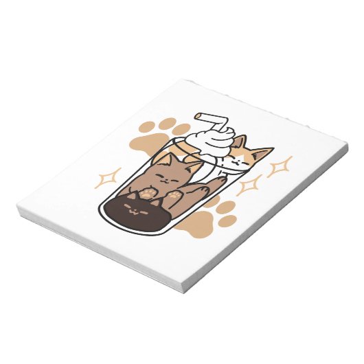 Purer Blend: Cat and Coffee Art for Pet Lovers Notizblock (Rotiert)