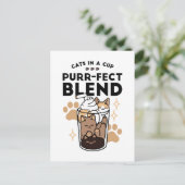 Purer Blend: Cat and Coffee Art for Pet Lovers Postkarte (Stehend Vorderseite)