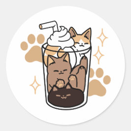 Purer Blend: Cat and Coffee Art for Pet Lovers Runder Aufkleber