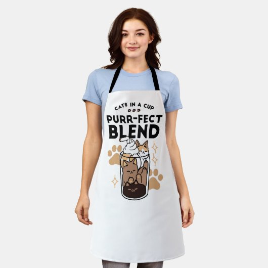 Purer Blend: Cat and Coffee Art for Pet Lovers Schürze (Getragen)
