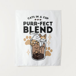 Purer Blend: Cat and Coffee Art for Pet Lovers Wandteppich