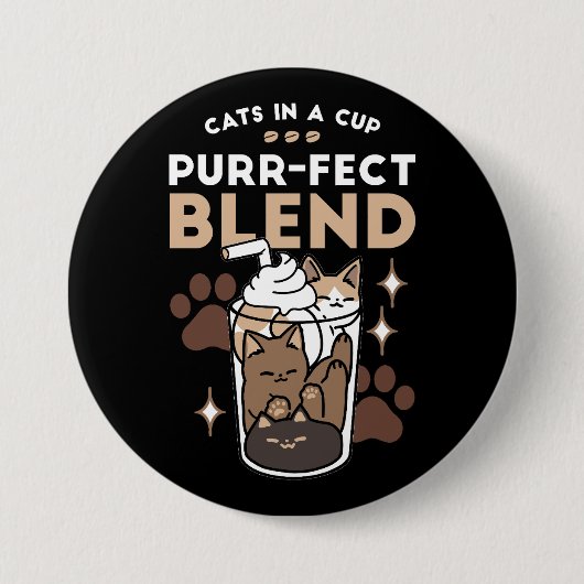 Purer-fect-Mischung: Kaffeedesign für Cat & Coffee Button (Vorderseite)
