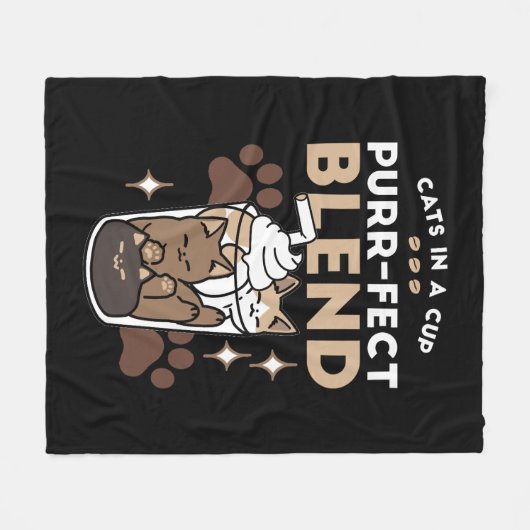 Purer-fect-Mischung: Kaffeedesign für Cat & Coffee Fleecedecke (Vorderseite (Horizontal))
