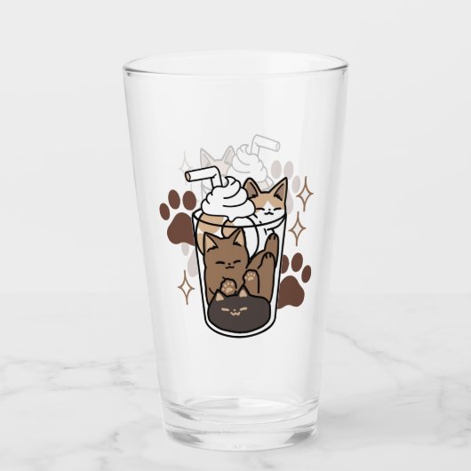 Purer-fect-Mischung: Kaffeedesign für Cat & Coffee Glas (Vorderseite)