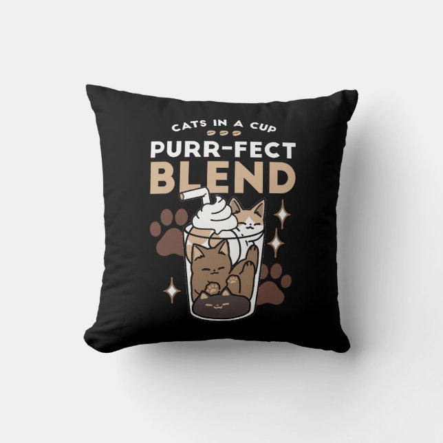 Purer-fect-Mischung: Kaffeedesign für Cat & Coffee Kissen (Vorderseite)