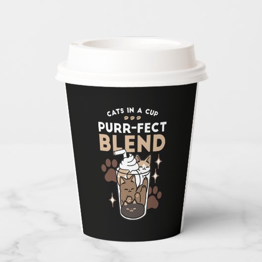 Purer-fect-Mischung: Kaffeedesign für Cat & Coffee Pappbecher (Rückseite)