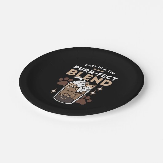Purer-fect-Mischung: Kaffeedesign für Cat & Coffee Pappteller (Schrägansicht)