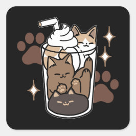 Purer-fect-Mischung: Kaffeedesign für Cat & Coffee Quadratischer Aufkleber