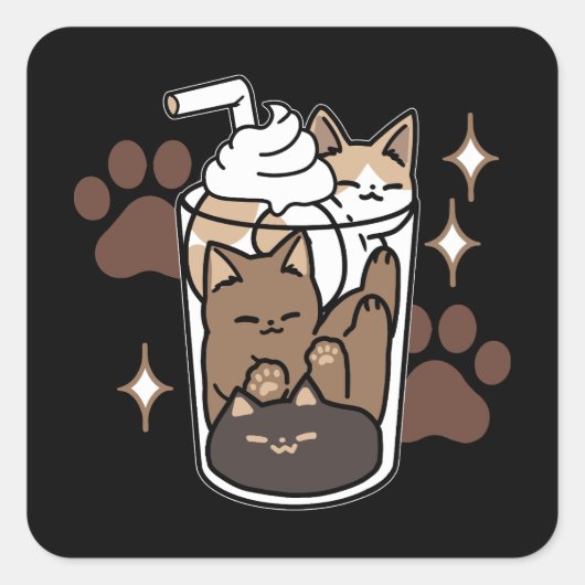 Purer-fect-Mischung: Kaffeedesign für Cat & Coffee Quadratischer Aufkleber (Vorderseite)