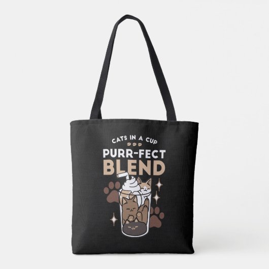 Purer-fect-Mischung: Kaffeedesign für Cat & Coffee Tasche (Rückseite)