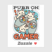 Purer On Gamer - Niedliches Cat Gaming Design Aufkleber (Blatt)