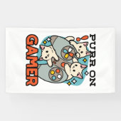 Purer On Gamer - Niedliches Cat Gaming Design Banner (Horizontal)