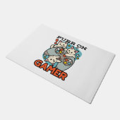 Purer On Gamer - Niedliches Cat Gaming Design Fußmatte (Schrägansicht)