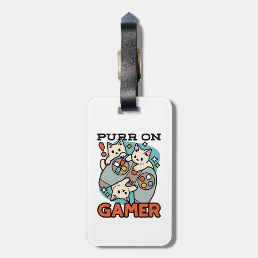 Purer On Gamer - Niedliches Cat Gaming Design Gepäckanhänger (Rückseite vertikal)