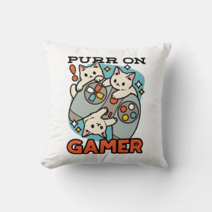 Purer On Gamer - Niedliches Cat Gaming Design Kissen