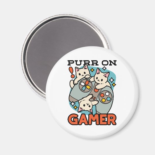 Purer On Gamer - Niedliches Cat Gaming Design Magnet (Vorderseite/Rückseite)
