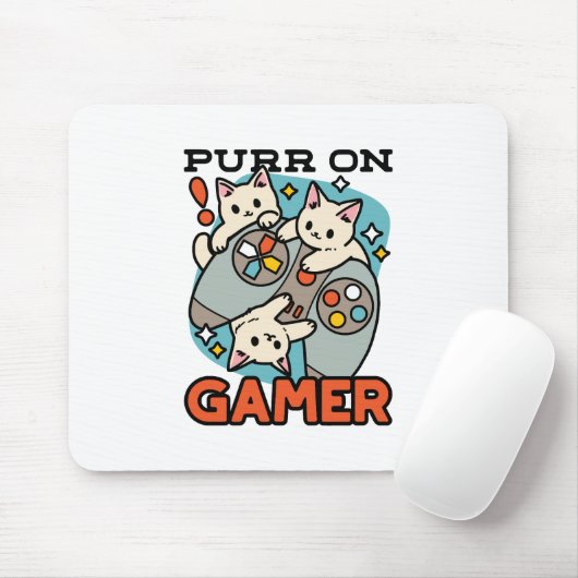 Purer On Gamer - Niedliches Cat Gaming Design Mousepad (Mit Mouse)