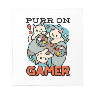 Purer On Gamer - Niedliches Cat Gaming Design Notizblock
