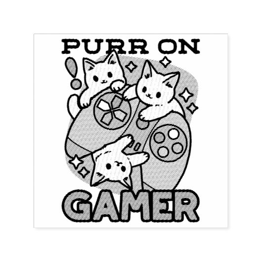 Purer On Gamer - Niedliches Cat Gaming Design Permastempel (Design)