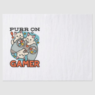 Purer On Gamer - Niedliches Cat Gaming Design Seidenpapier